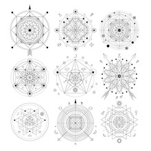 Mystical Geometry Symbols Set.