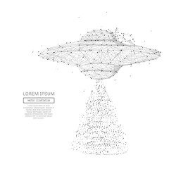 Leinwandbilder - Abstract mash line and point ufo spaceship on white background with an inscription. Starry sky or space, consisting of stars and the universe. Vector business illustration