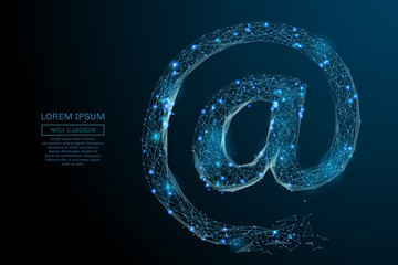 Aufkleber - Abstract image of e-mail symbol in the form of a starry sky or space, consisting of points, lines, and shapes in the form of planets, stars and the universe. Vector business