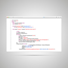 browser window with simple html code of web page on white background