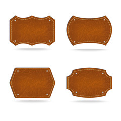 Wall Mural - Set of leather tag on white background