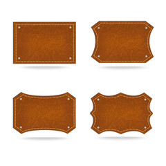 Sticker - Set of leather tag on white background