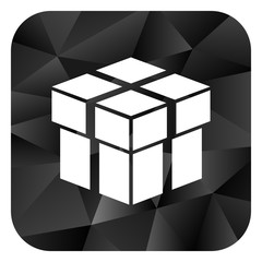 Fototapete - Box black color web modern brillant design square internet icon on white background.