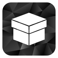 Fototapete - Box black color web modern brillant design square internet icon on white background.