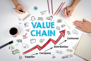 Wall Mural - Value chain Business Concept. The meeting at the white office table.