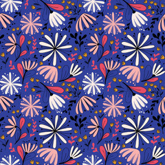 Canvas Print - Fantasy flowers seamless pattern