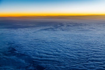 Wall Mural - aerial view from airplane window at twilight