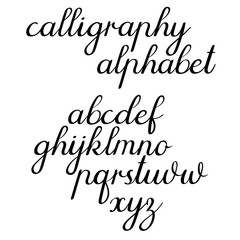 Wall Mural - Calligraphic vector alphabet. Hand lettering font, handwritten letters. Vector illustration. Isolated on white background.