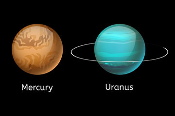 Wall Mural - High quality mercury galaxy astronomy uranus planet science globe cosmos star vector illustration.