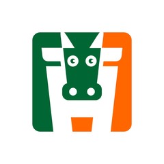 Wall Mural - cow logo vector. letter h logo.