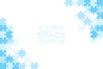jigsaw puzzle blue color illustration pattern isolated on white background with copy space, vector e