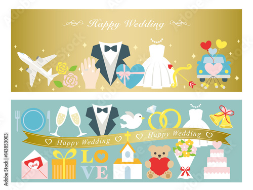 ハッピーウェディング バナーセット Buy This Stock Vector And Explore Similar Vectors At Adobe Stock Adobe Stock