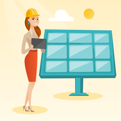 Poster - Female worker of solar power plant.