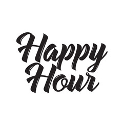 Wall Mural - happy hour, text design. Vector calligraphy. Typography poster.