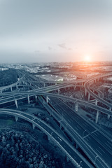 Poster - In the evening, the highway overpass