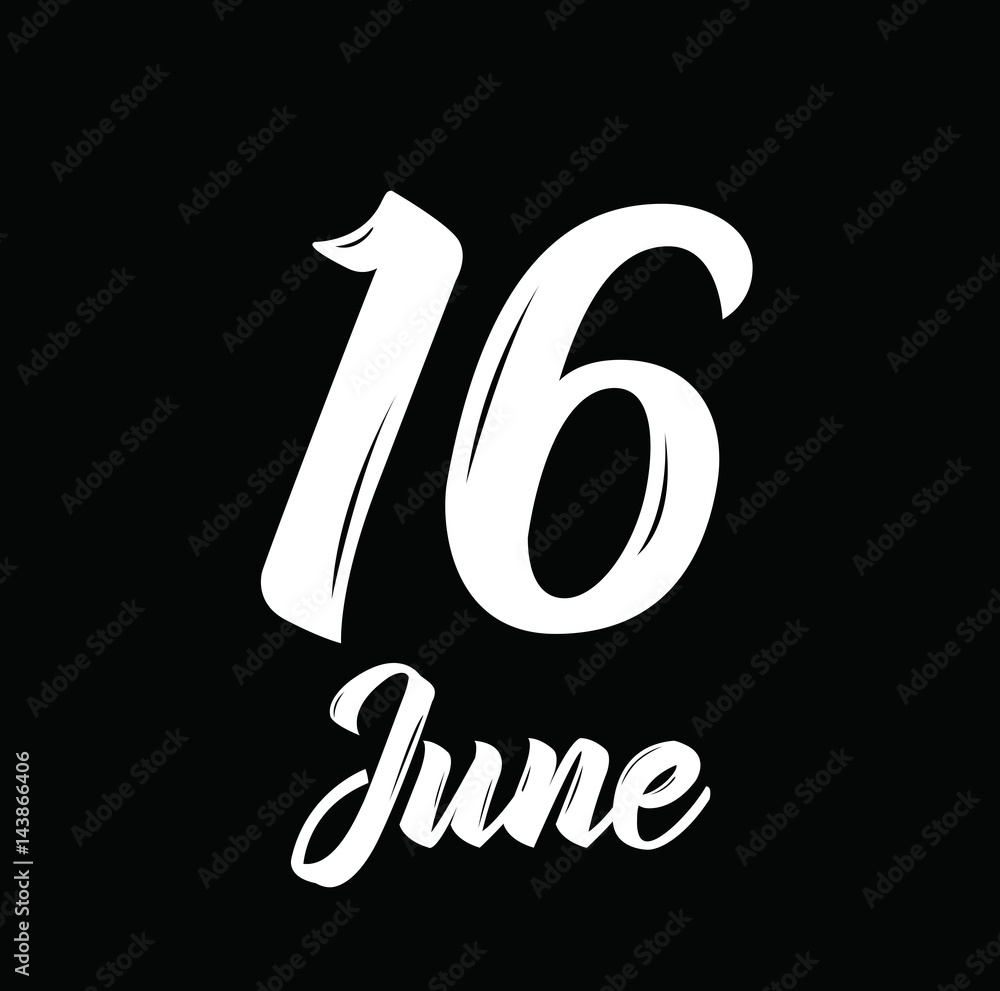 Image vectorielle Stock 16 june, text design. Vector calligraphy ...