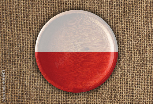 Juliste Poland Textured Round Flag wood on rough cloth