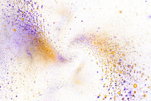 Abstract Purple And Golden Sparkles On White Background. Fantastic Fractal Texture. Digital Art. 3D Rendering.