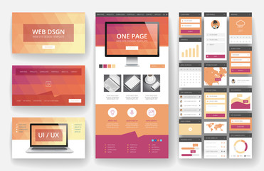 Poster - Website design template and interface elements
