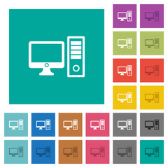 Poster - Desktop computer square flat multi colored icons