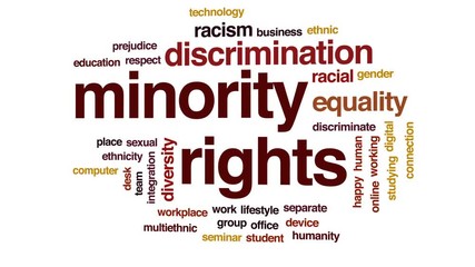 Wall Mural - Minority rights animated word cloud, text design animation.