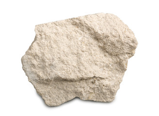 Limestone isolated on white background. Limestone is a sedimentary rock  composed of skeletal fragments of marine organisms.