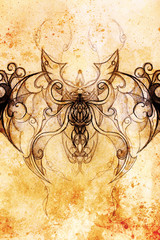 Aufkleber - Ornamental Drawing. Original hand draw and computer collage. Color structure.