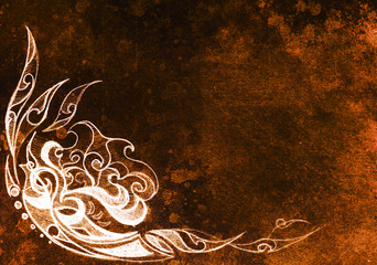 Aufkleber - Ornamental Drawing. Original hand draw and computer collage. Color structure.