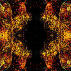 Aufkleber - Ornamental mandala. Original hand draw and computer collage. Color effect.