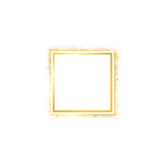 Gold frame with sparkles, isolated on white background. Square. Vector illustration