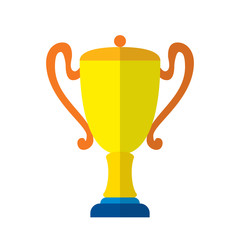 Cool vector flat design gold cup award icon. Winner prize goblet. First place champion trophy reward isolated. Success reward symbol web icon