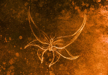 Poster - drawing of butterfly. computer collage and color structure.