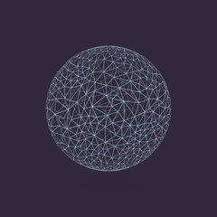 Wall Mural - Geometric sphere, networks globe, triangles, lines, vector illustration, EPS 10