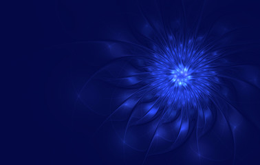 Wall Mural - Abstract blue flower on a blue background. Fractal
