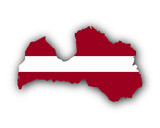 Fototapeta  - Karte und Fahne von Lettland