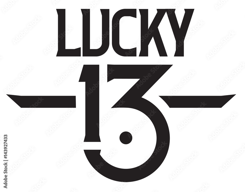 Lucky 13 Vector Emblem. Vector Lucky 13 design with custom font