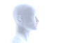 © dottedyeti - futuristic 3d head of a man, semi-profile (conceptual 3d illustration on a white background)