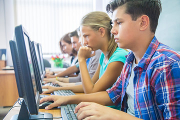 Wall Mural - young people in computing class