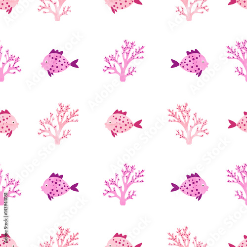 Watercolor fish and corals ...