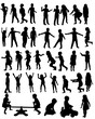 © zolotons - Vector illustration of a collection of silhouettes of happy children running jumping