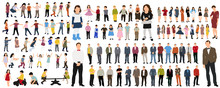 Vector Illustration Of A Collection Of People Flat Style, Isometric People Women, Man, Children