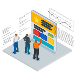 Wall Mural - banner in a flat 3d isometric style. optimization of websites. people and the website page. infograp