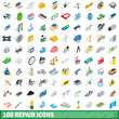 © ylivdesign - 100 repair icons set, isometric 3d style