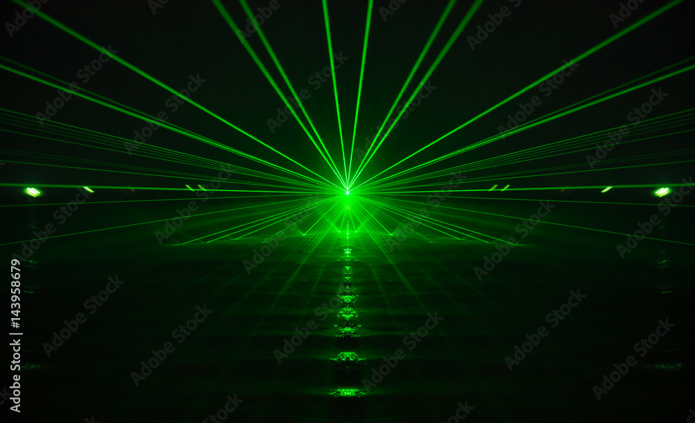 green laser light and sound - obrazy, fototapety, plakaty 