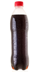 Sticker - cold bottle of cola on white background