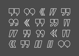 Quote marks vector abstract icon set