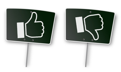 Wall Mural - Thumbs up and thumbs down sign