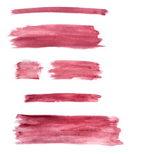 Abstract Watercolor Painted Set Lines / Buttons With Burgundy Color