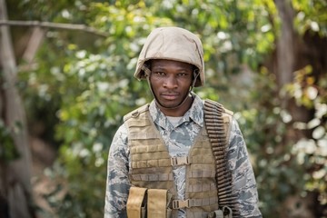 Wall Mural - Portrait of confident military soldier