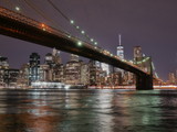 Fototapeta  - Brooklyn bridge and lower Manhattan skyline at night view from DUMBO